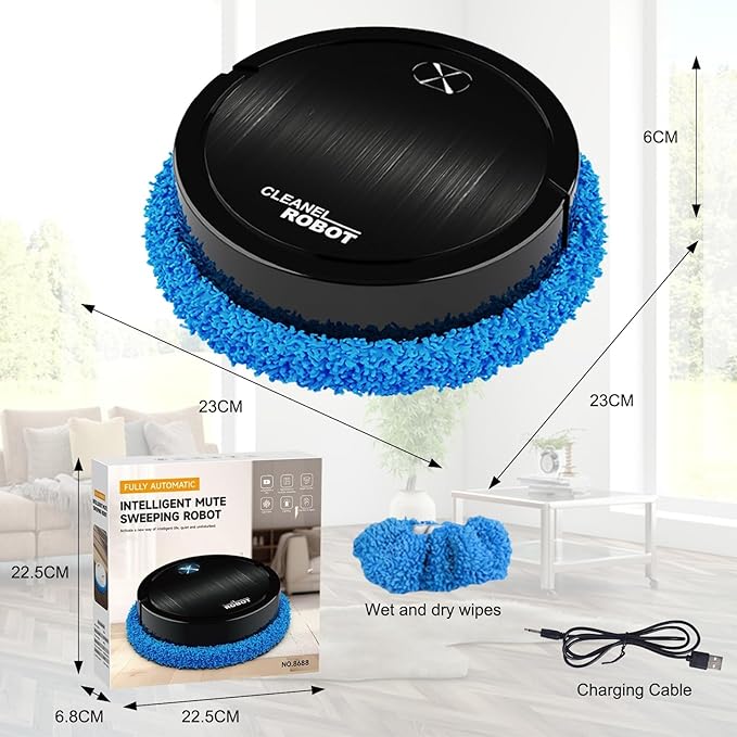 3-in-1 Robot Vacuum, Sweeper & Mop | Low Noise, Slim Design, USB Rechargeable, Multi-Surface Cleaning